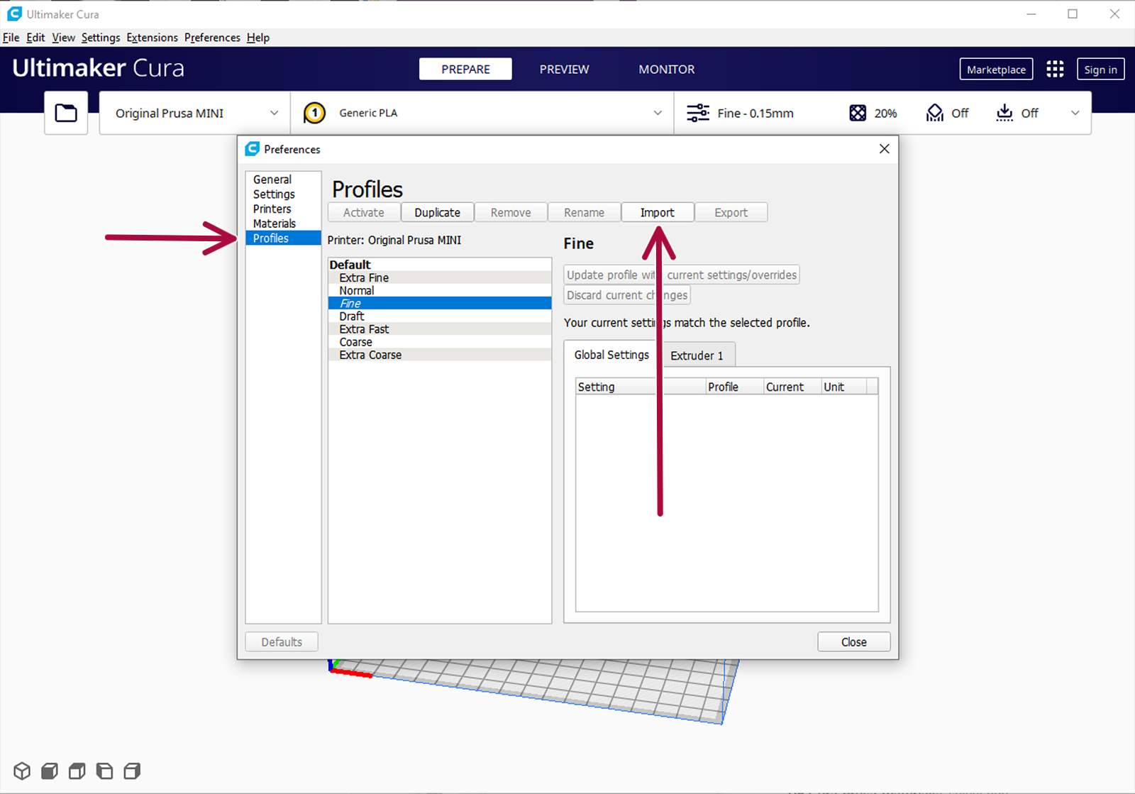 Importing printer's profiles (layer heights)